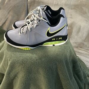 Nike Men's Gray and Black Athletic Shoes with Yellow Accents